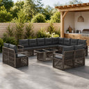 vidaXL Garden Lounge Set 13 pcs Black and Cream White poly rattan