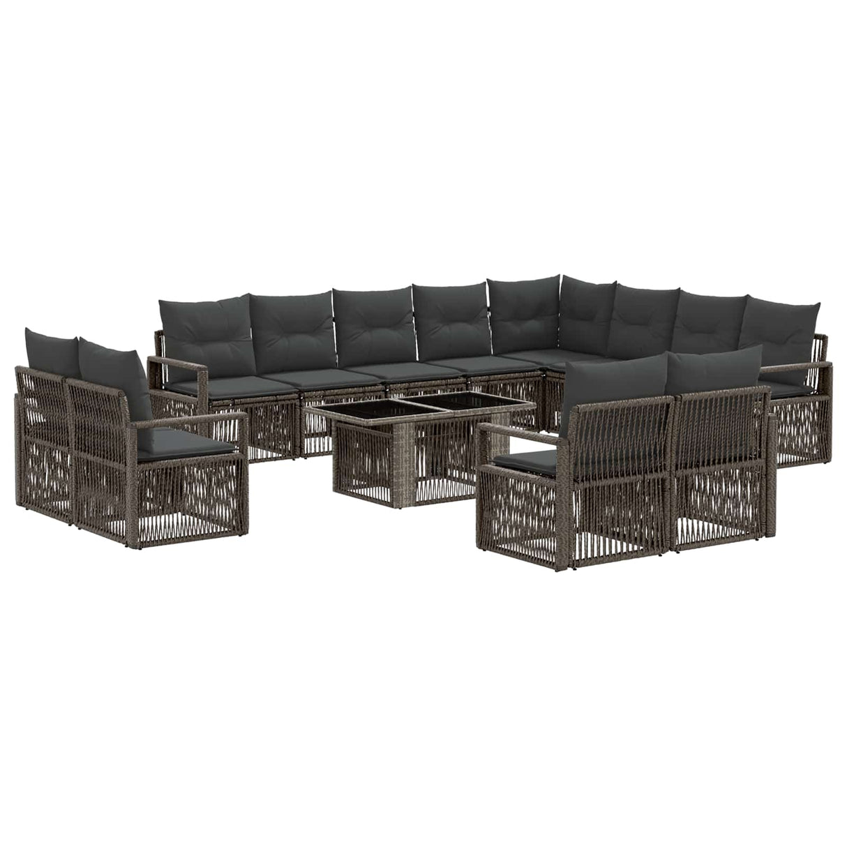 vidaXL Garden Lounge Set 13 pcs Black and Cream White poly rattan