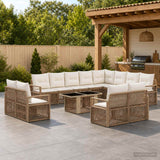 vidaXL Garden Lounge Set 13 pcs Black and Cream White poly rattan
