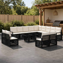 vidaXL Tuinbank Set 14 st Zwart en Crème Wit poly rattan