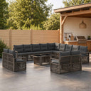 vidaXL Tuinbank Set 14 st Zwart en Crème Wit poly rattan