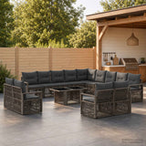 vidaXL Tuinbank Set 14 st Zwart en Crème Wit poly rattan