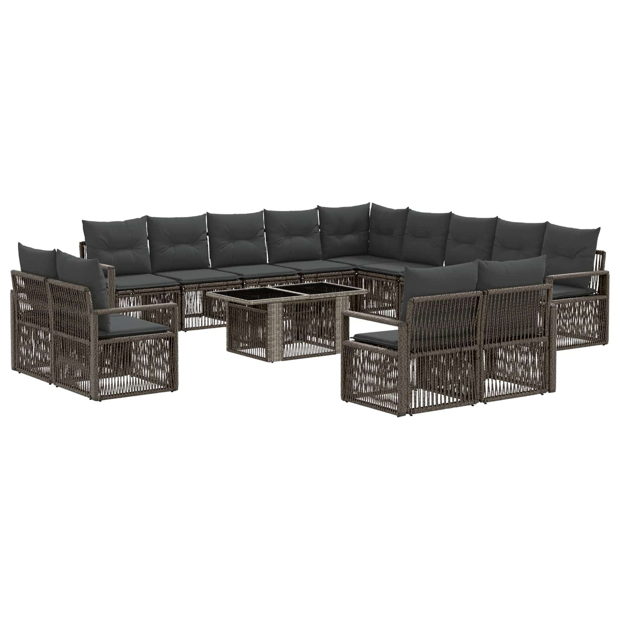 vidaXL Tuinbank Set 14 st Zwart en Crème Wit poly rattan