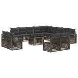 vidaXL Tuinbank Set 14 st Zwart en Crème Wit poly rattan