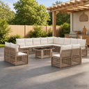 vidaXL Tuinbank Set 14 st Zwart en Crème Wit poly rattan