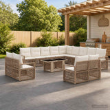 vidaXL Tuinbank Set 14 st Zwart en Crème Wit poly rattan