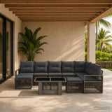 vidaXL Tuinbank Set 10 st Zwart en Crème Wit poly rattan