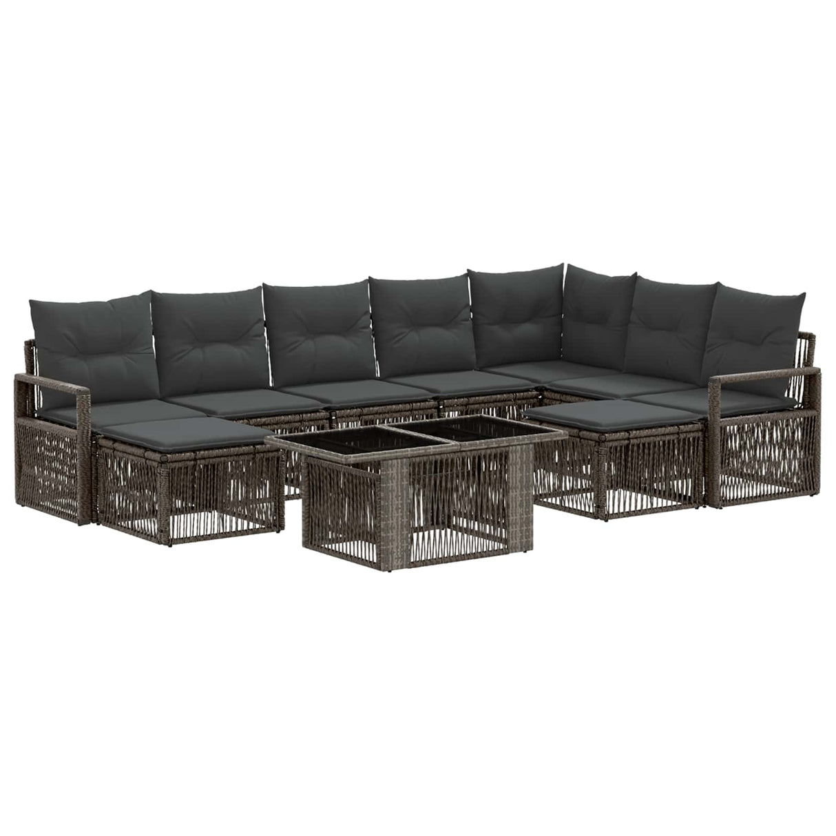 vidaXL Tuinbank Set 10 st Zwart en Crème Wit poly rattan