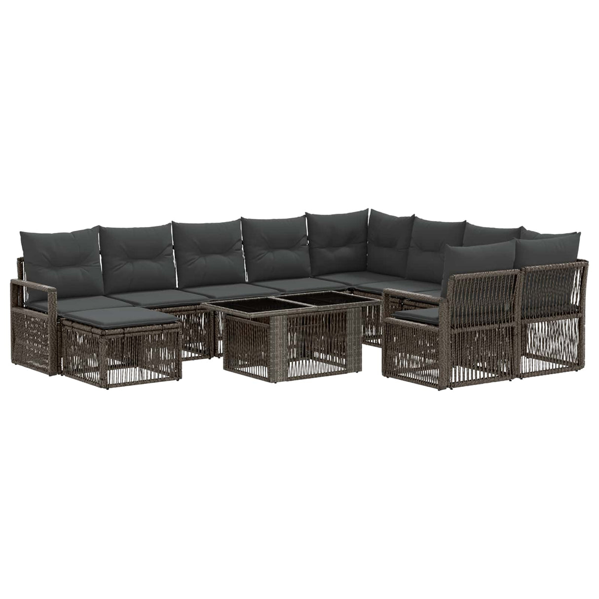 vidaXL Tuinbank Set 11 st Zwart en Crème Wit poly rattan