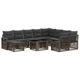 vidaXL Tuinbank Set 11 st Zwart en Crème Wit poly rattan