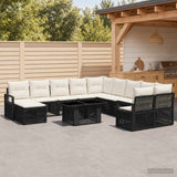 vidaXL Tuinbank Set 12 st Zwart en Crème Wit poly rattan