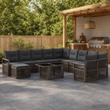 vidaXL Tuinbank Set 12 st Zwart en Crème Wit poly rattan
