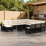 vidaXL Garden Lounge Set 13 pcs Black and Cream White poly rattan
