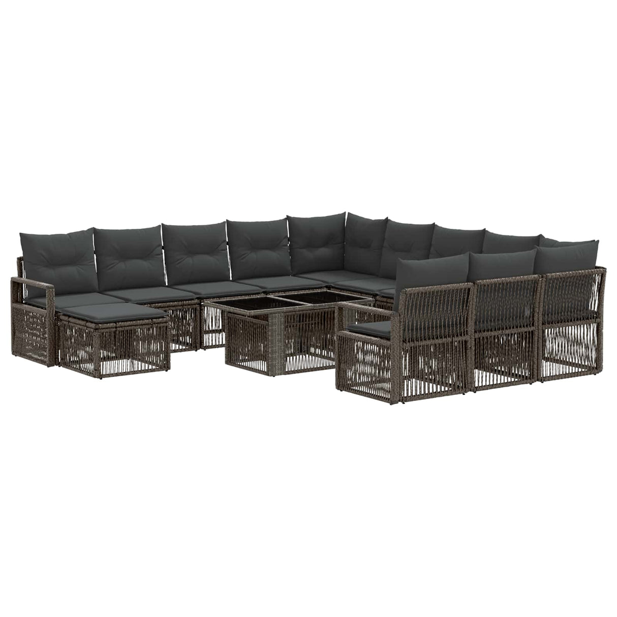vidaXL Garden Lounge Set 13 pcs Black and Cream White poly rattan