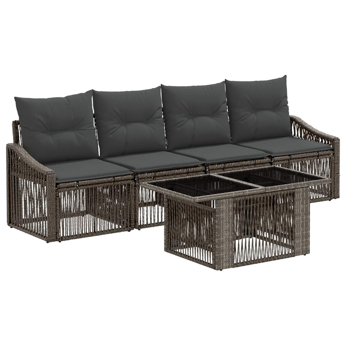 vidaXL Tuinbank Set 5 st Zwart en Crème Wit poly rattan
