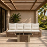 vidaXL Tuinbank Set 5 st Zwart en Crème Wit poly rattan