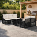 vidaXL Tuinbank Set 6 st Zwart en Crème Wit poly rattan