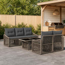 vidaXL Tuinbank Set 6 st Zwart en Crème Wit poly rattan
