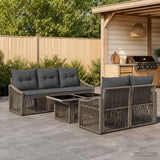 vidaXL Tuinbank Set 6 st Zwart en Crème Wit poly rattan