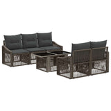 vidaXL Tuinbank Set 6 st Zwart en Crème Wit poly rattan