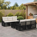 vidaXL Tuinbank Set 7 st Zwart en Crème Wit poly rattan