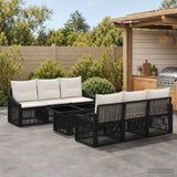 vidaXL Tuinbank Set 7 st Zwart en Crème Wit poly rattan