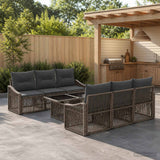 vidaXL Tuinbank Set 7 st Zwart en Crème Wit poly rattan