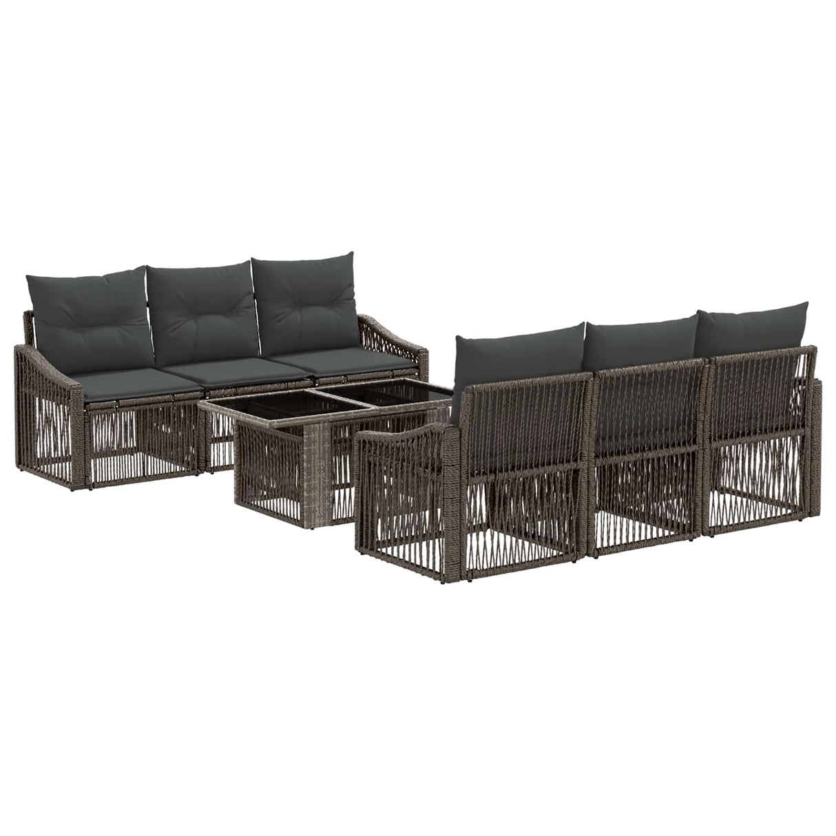 vidaXL Tuinbank Set 7 st Zwart en Crème Wit poly rattan