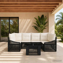 vidaXL Tuinbank Set 7 st Zwart en Crème Wit poly rattan