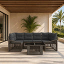 vidaXL Tuinbank Set 7 st Zwart en Crème Wit poly rattan