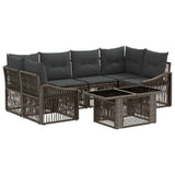 vidaXL Tuinbank Set 7 st Zwart en Crème Wit poly rattan
