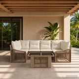 vidaXL Tuinbank Set 7 st Zwart en Crème Wit poly rattan