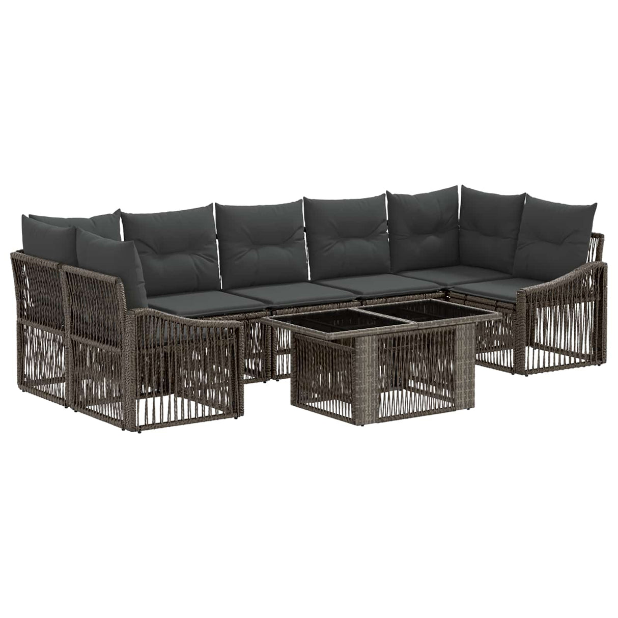 vidaXL Tuinbank Set 8 st Zwart en Crème Wit poly rattan