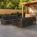vidaXL Tuinbank Set 9 st Zwart en Crème Wit poly rattan