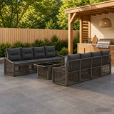vidaXL Tuinbank Set 9 st Zwart en Crème Wit poly rattan