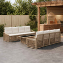 vidaXL Tuinbank Set 9 st Zwart en Crème Wit poly rattan