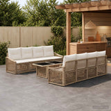 vidaXL Tuinbank Set 9 st Zwart en Crème Wit poly rattan