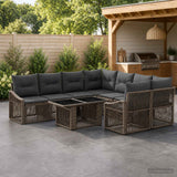 vidaXL Tuinbank Set 9 st Zwart en Crème Wit poly rattan