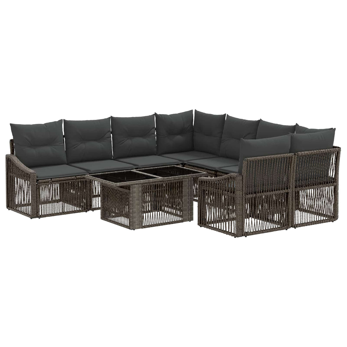 vidaXL Tuinbank Set 9 st Zwart en Crème Wit poly rattan