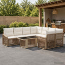 vidaXL Tuinbank Set 9 st Zwart en Crème Wit poly rattan