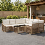 vidaXL Tuinbank Set 9 st Zwart en Crème Wit poly rattan