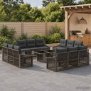 vidaXL Garden Lounge Set 13 pcs Black and Cream White poly rattan