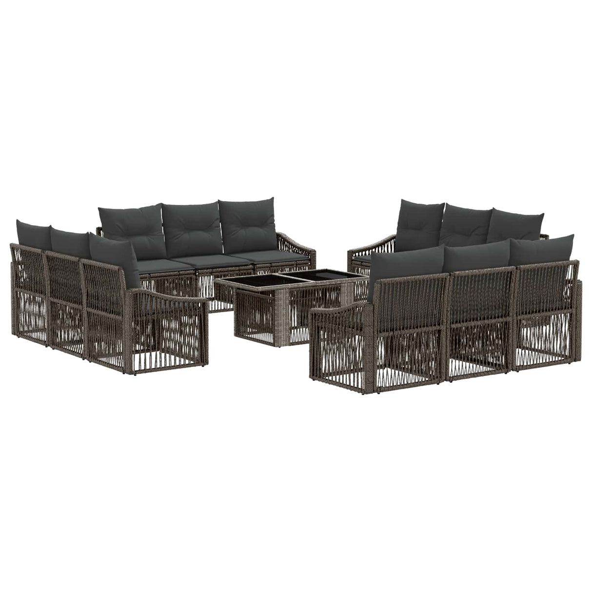 vidaXL Garden Lounge Set 13 pcs Black and Cream White poly rattan