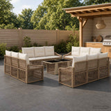 vidaXL Garden Lounge Set 13 pcs Black and Cream White poly rattan