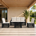vidaXL Tuinbank Set 6 st Zwart en Crème Wit poly rattan