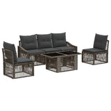 vidaXL Tuinbank Set 6 st Zwart en Crème Wit poly rattan