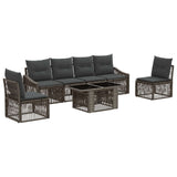vidaXL Tuinbank Set 7 st Zwart en Crème Wit poly rattan