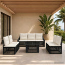 vidaXL Tuinbank Set 8 st Zwart en Crème Wit poly rattan