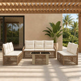 vidaXL Tuinbank Set 8 st Zwart en Crème Wit poly rattan