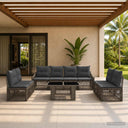 vidaXL Tuinbank Set 9 st Zwart en Crème Wit poly rattan